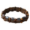 Double-Row Black Hematite & Tiger's Eye Bead Crescent Bracelet for Men