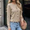 TIFICY Women's Fashion Casual Fall Winter Solid Color Print Long Sleeve O-Neck Sweaters