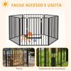 6-Panel Modular Dog Playpen for Indoor and Outdoor, In Steel, 164x83x80 Cm, Black