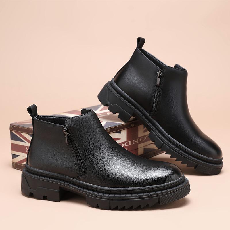 

Men s shoes winter 2025 new platform casual leather shoes men s high-top thermal tooling Martin boots British Chelsea boots 38