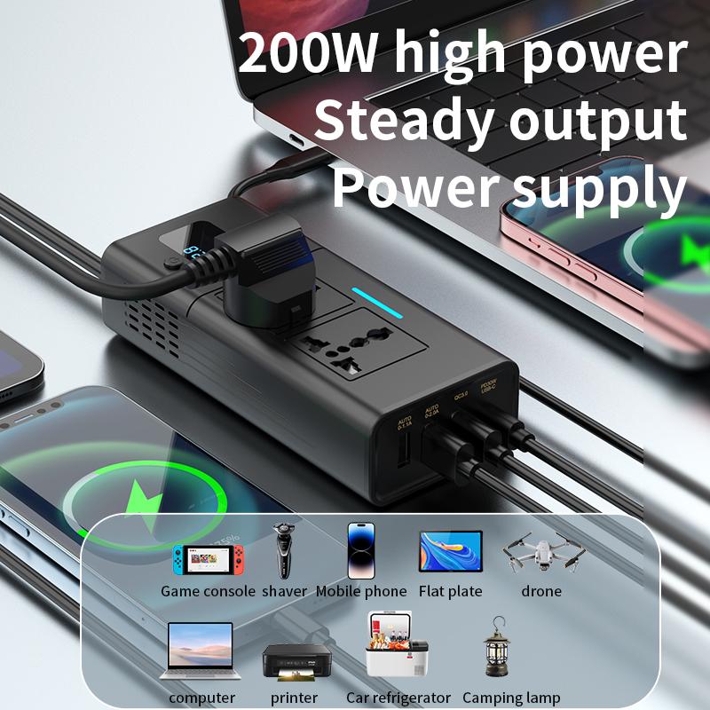 Car Inverter Car Cigarette Iighter 12v Can Be Converted To 110v Or 220v Power Conversion Fast Charger Car Socket Multi-Function