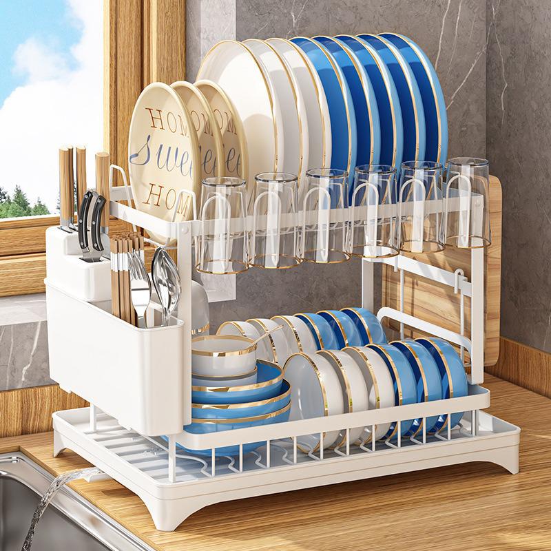 Cross-Border Kitchen Dish Rack: Bowl, Plate, Chopstick, Knife, Fork Storage & Countertop Drying Rack.