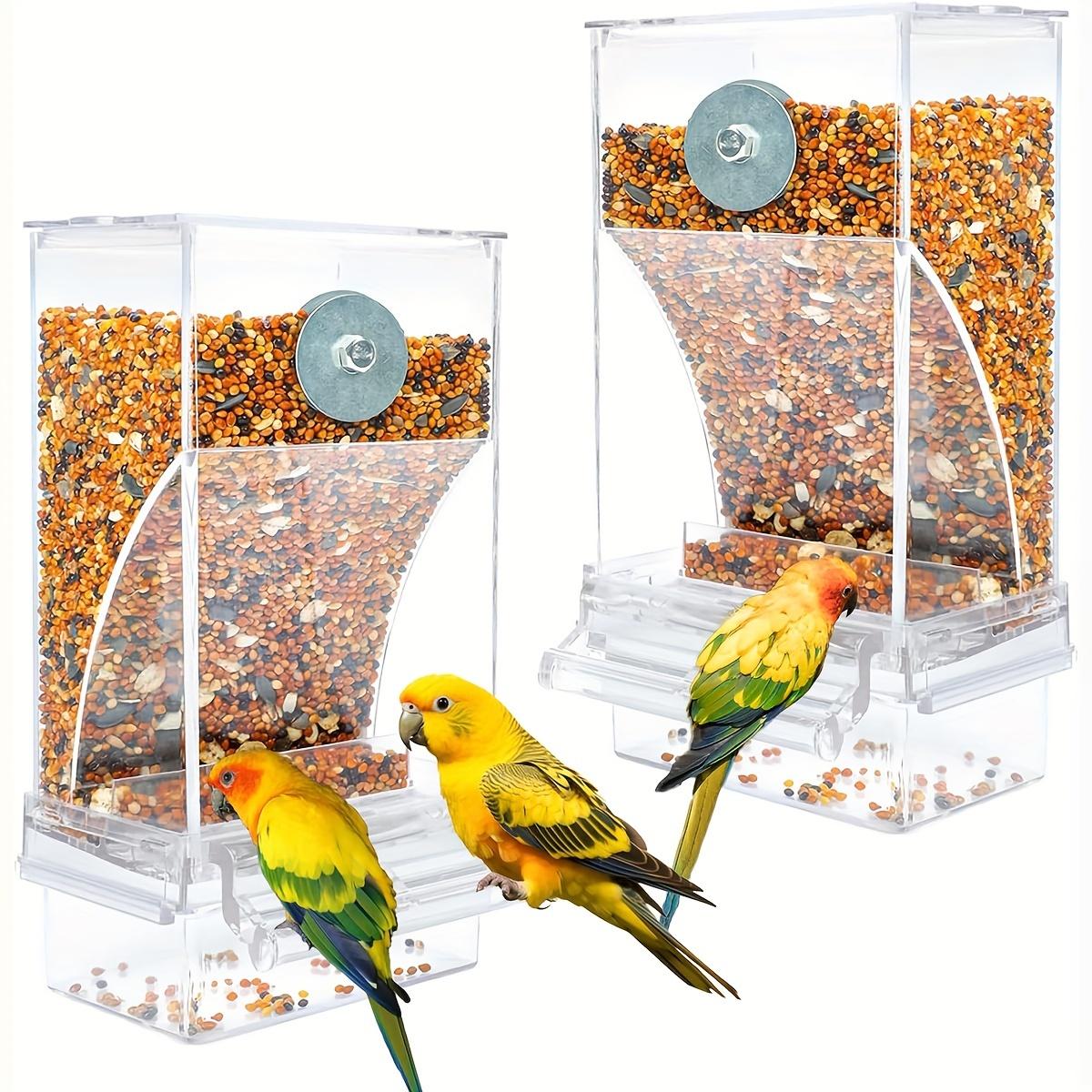 

1pc Automatic Bird Feeder, Transparent Anti-Spill Seed Food Container, No-Mess Cage Accessory for Budgies, Canaries