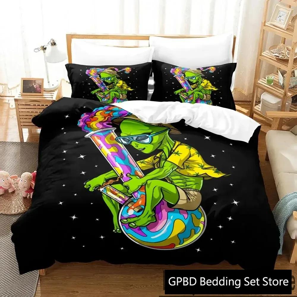 3D Print Alien Gangster Comfortable Duvet Quilt Cover Pillowcase Bedding Set Children Bedroom Decoration Home Textile
