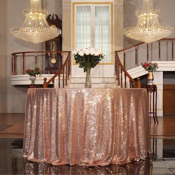 Sequin Tablecloth Sparkle Sequin Table Cover Linens Overlay Runners for Wedding Birthday Party Baby Shower Banquet Glitter Rectangle Tablecloth