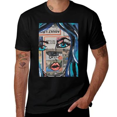 Blue Girl- Pop Art T-Shirt T Shirts for Man Cotton Soft T Shirts Cotton 100% Man Tshirt T-Shirt