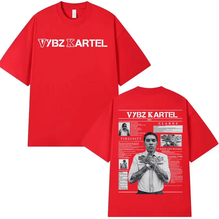 Rapper Merch Vybz Kartel Tour 2026 Album TShirts Unisex Women Hip Hop Gothic Short Sleeve T Shirt Y2K Fashion High QualityTshirt