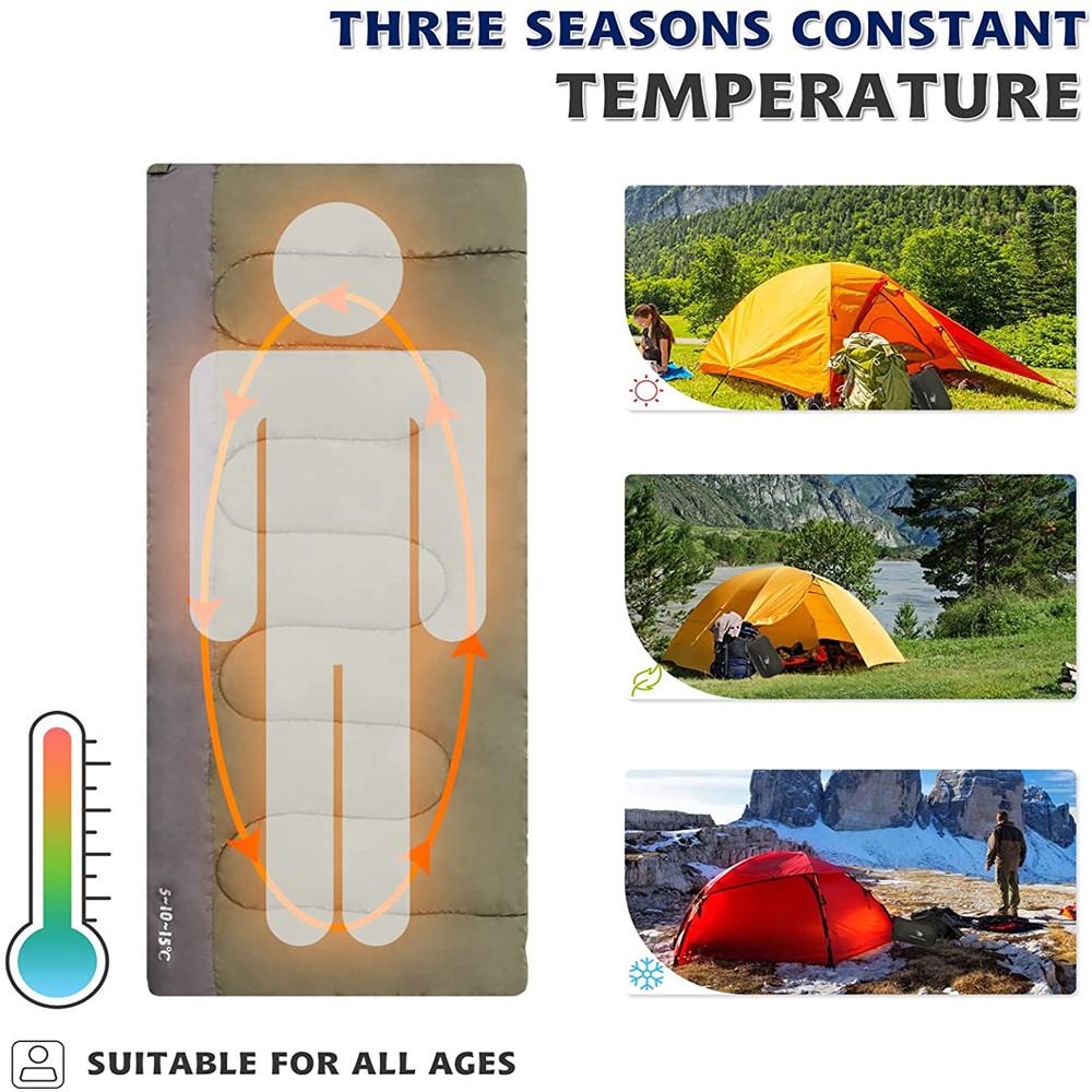 Three Seasons Polyester Envelope Sleeping Bag for Unisex Adults-Warm Weather Camping Hiking & Travel