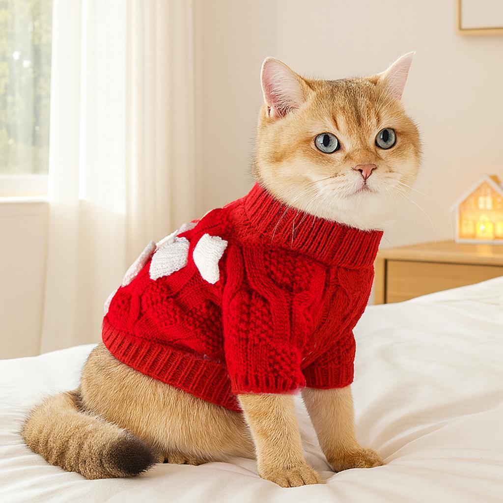 Autumn and Winter Warm and Comfortable Dog Sweater Clothes Pet Cat Clothing Flower Sweater Collection