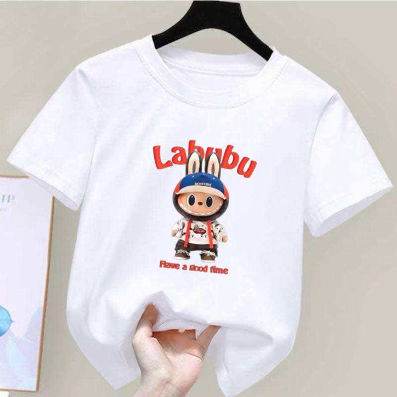 

2025 New LABUBU Printed Short Sleeved Fashionable and Versatile Round Neck T-shirt Casual Cartoon Style Girl s Top 110