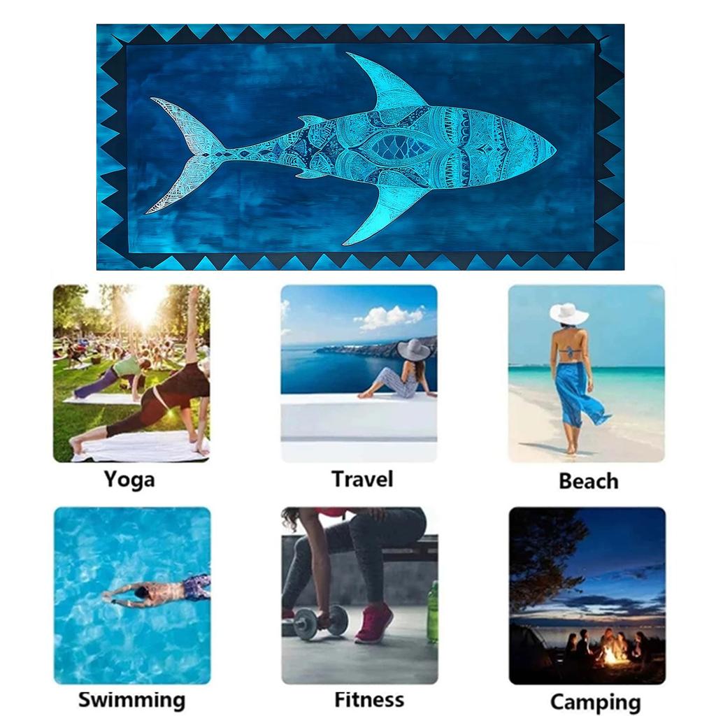 Squisito Telo da Spiaggia con Motivo di Squali per il Divertimento Estivo! Adatto per asciugamani, teli da bagno, teli da spiaggia