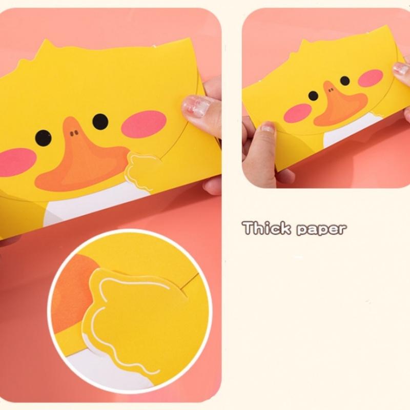 6pcs Cartoon Greeting Cards Cute Animals Fox Duck Birthday Wishes Handwritten Cards Flower Shop Baking Shop Envelopes Invitation