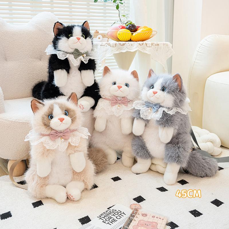 Uroczy Realistyczny Ragdoll Plecak Damski Kot Pluszowa Lalka Mała Pojemność Plecak na Dzień Lolita Kreskówka Osobowość Plecak Prezent dla Dzieci