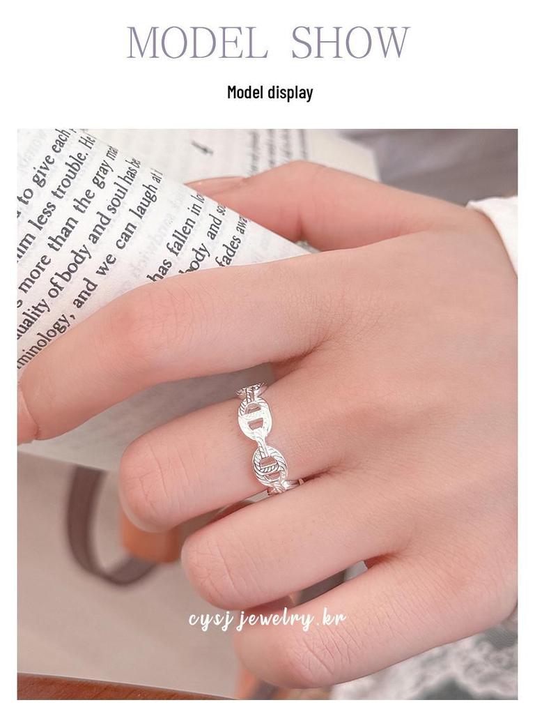 Cuiyan S925 Silver Korean Style Pig Nose Open Finger Ring for Women