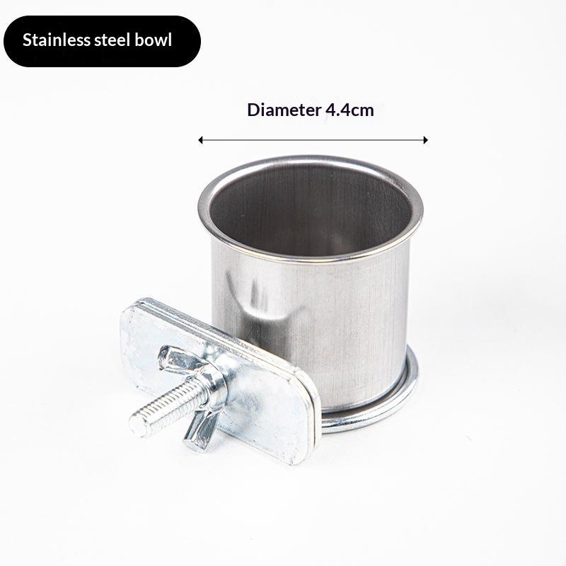 Hanging Cage Bowl For Pet Birds Anti-Turnover Stainless Steel Feeding Food Drinking Feeder Dish Clamp-On Water Drinker Cage Cup