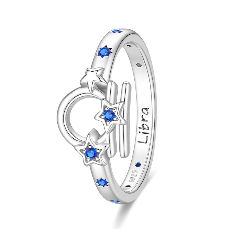 New 925 Silver Twelve Constellation Series Zircon Ring For Women Fit Wedding Party Jewelry Gifts