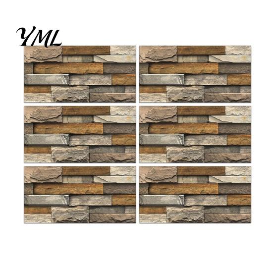 Modern Industrial Wall Decor 6Pcs Vintage Faux Stone Self?Adhesive Tiles, Waterproof Oil?Proof Backsplash Stain-resistant Covering Sticker, Peel &