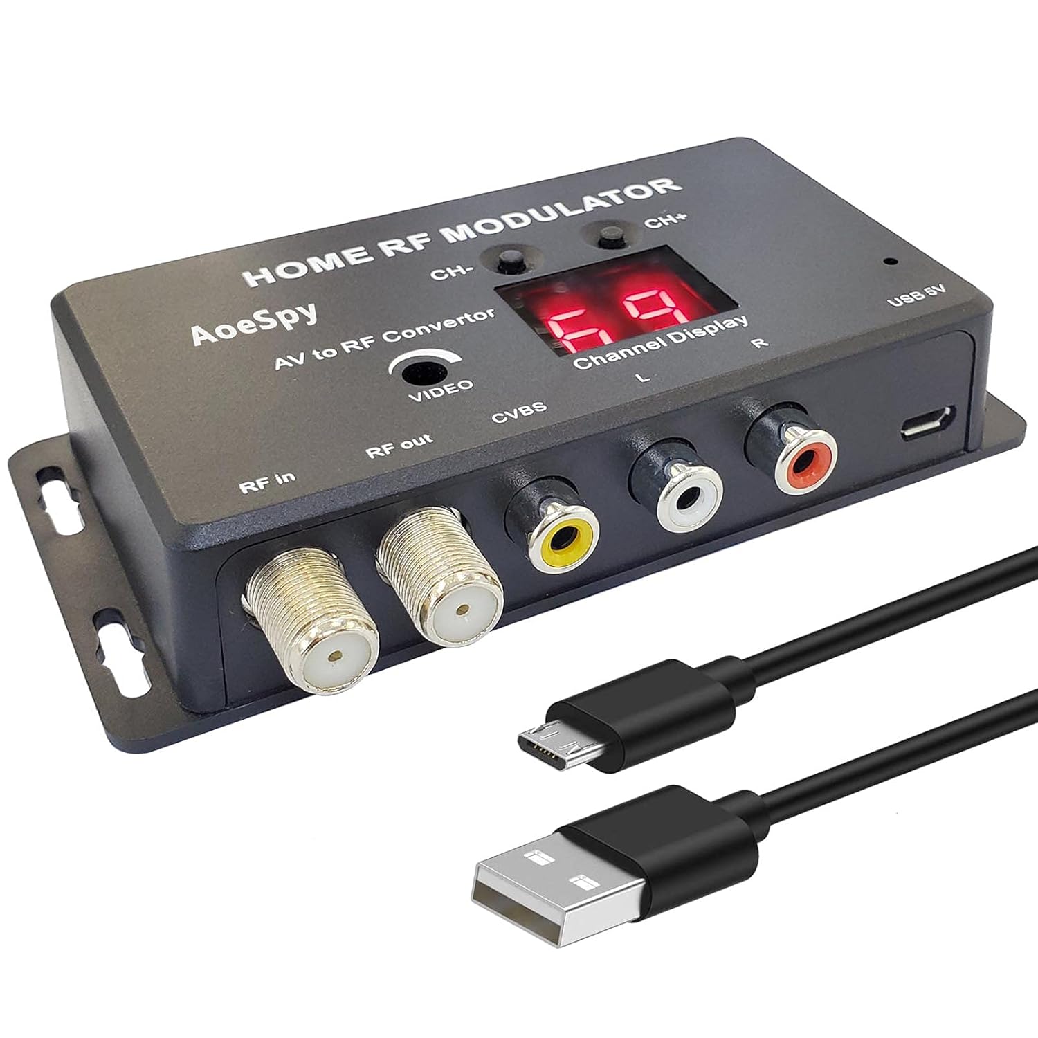 ВЧ Модулятор RCA Коаксиальный Адаптер UHF Демодулятор Конвертер с Антенной (ANT) Вход/Выход и Переключение Каналов для Roku Fire Stick PS3 PS4 PS5 Кабельной Приставки HD