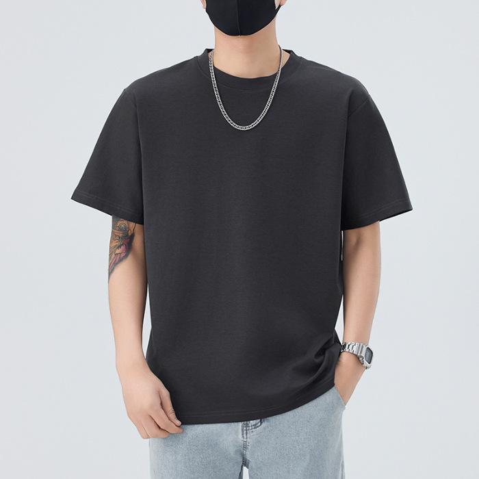 Short-sleeved Mens Single Color Relaxed Fit Top T-shirt In Spring Versatile Half-sleeved Body