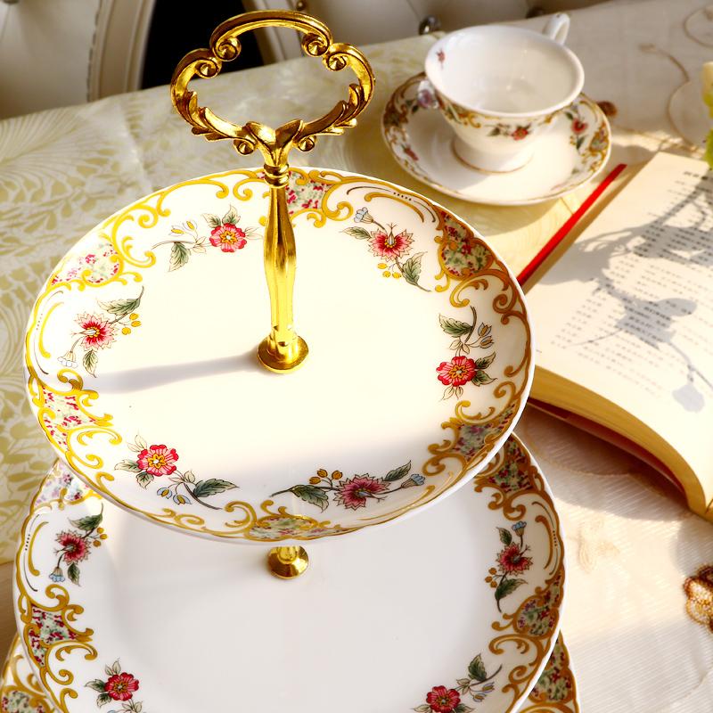 6+8+10inch, fine bone china floral cake stand,  nordic ceramic cake plate stand, gold plates, fruit plate, dish set, for buffet