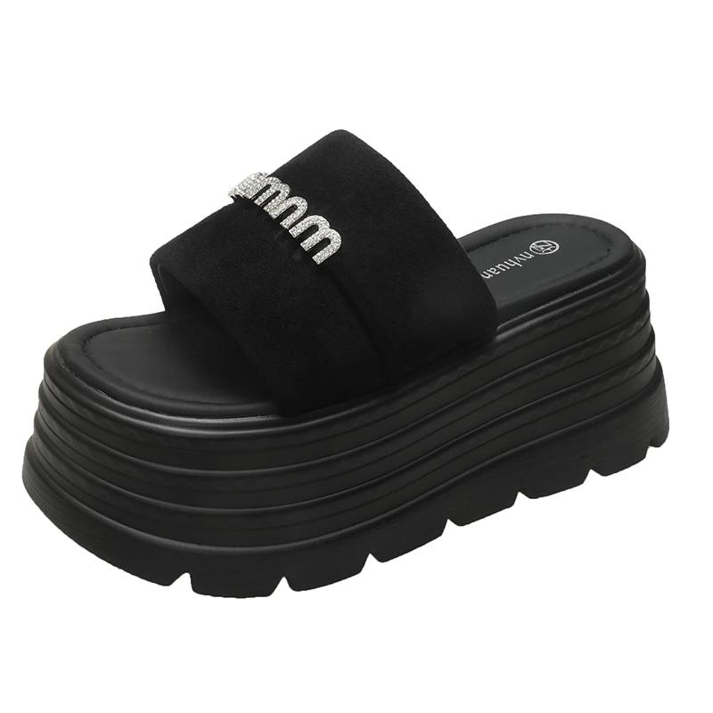 Fashion 8CM Summer Beach Sandals New 2025 Women Wedge Heels Slippers Ladies High Platform Chunky Slides Woman Outdoor Casual Flip Flop