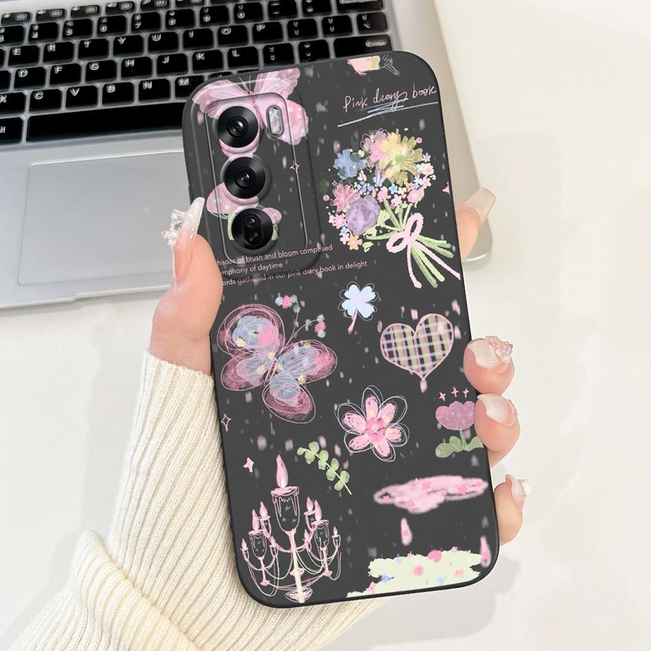 For OPPO Reno12 12Pro Elegant Butterfly Floral Phone Case For Oppo Reno12 Pro Reno 12 5G CPH2625 CPH2629 Soft Silicone Cases