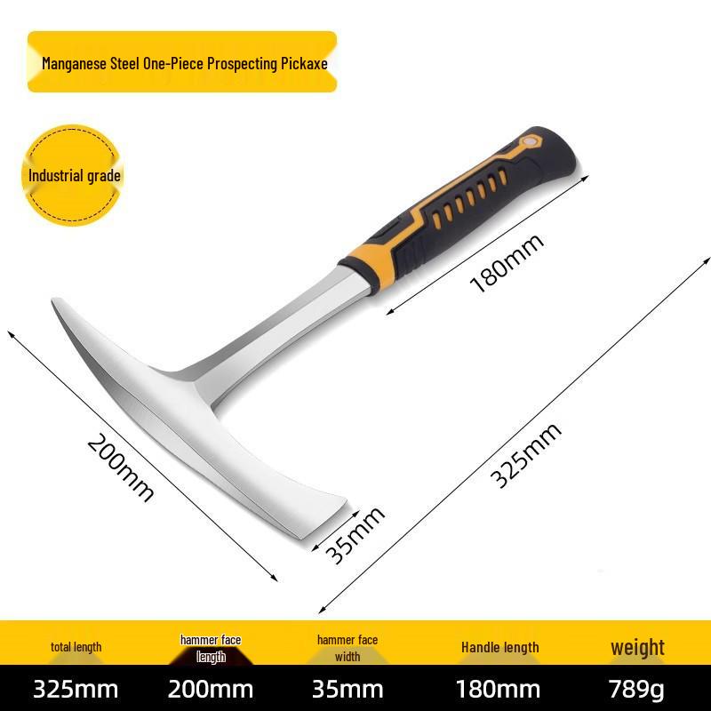 Geological Rock Hammer with Pointed and Flat Heads for Quarry, Mining, and Mountaineering
