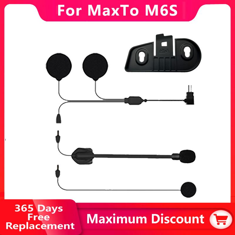 Maxto M6S Motorcycle Helmet Headset Intercom Glued Adhesive Holder Mount Base + Dual Microphone Earphone for Maxto M6S 1PC for Maxto M6S