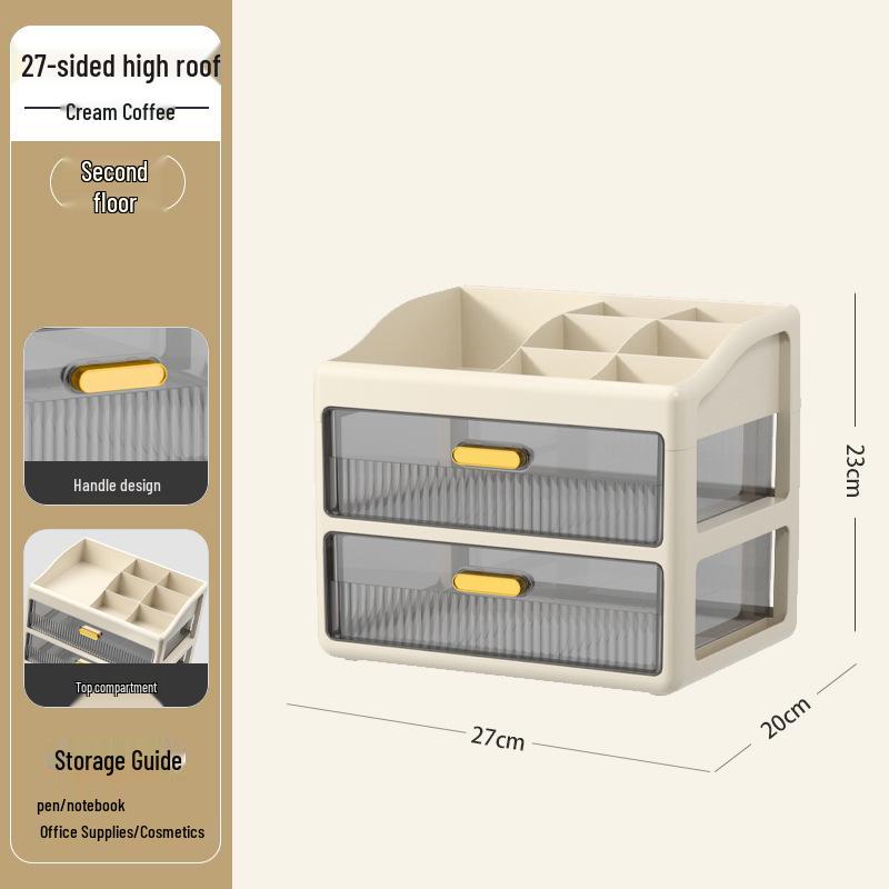 Multi-layer Desktop Organizer: Drawer-Type Storage Box for Office Supplies, Stationery, and Cosmetics