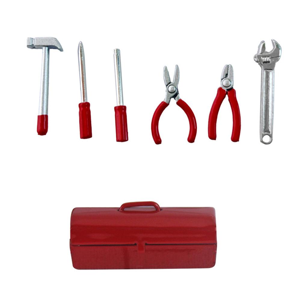 Miniature Workshop Tool with Hammer Wrench Pliers For Children Educational Roleplay Game Doll House Scene Decroatioin