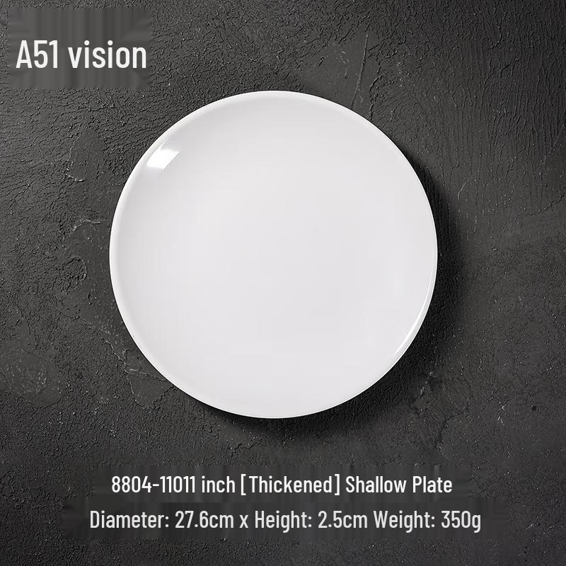 A5 Food Grade Melamine Round Flat Plates (10-Pack)
