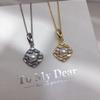 Vintage Geometric Rhombus Pearl Pendant with Zircon Detailing