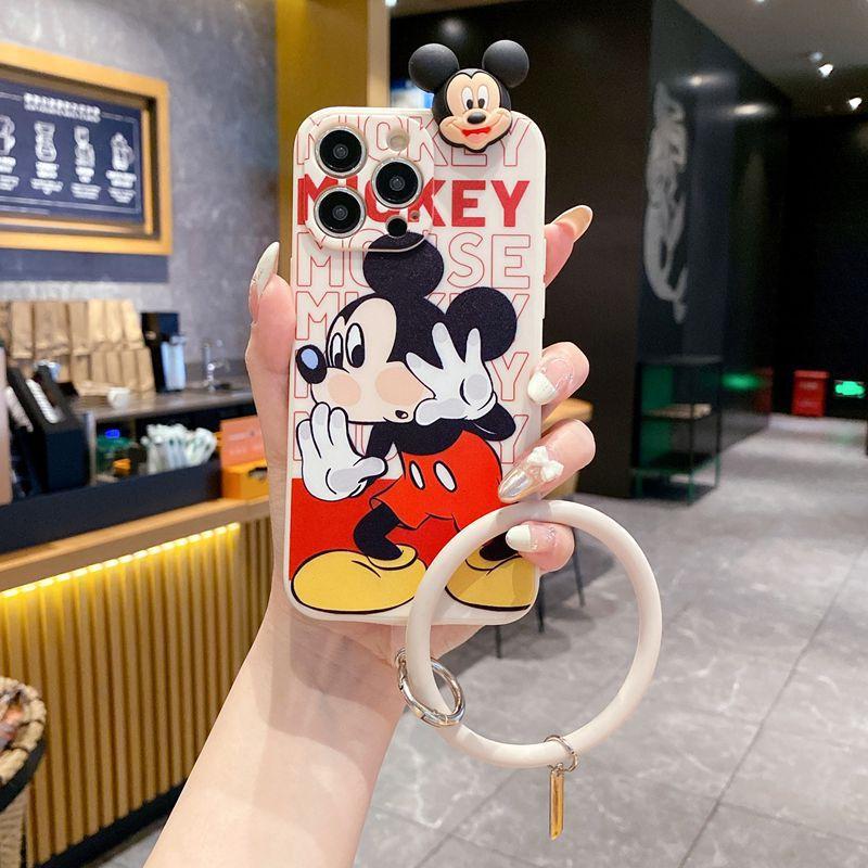 Applicable to Samsung S24FE mobile phone case S25 cartoon lying down A16 waving Mickey Minnie A24 couple soft