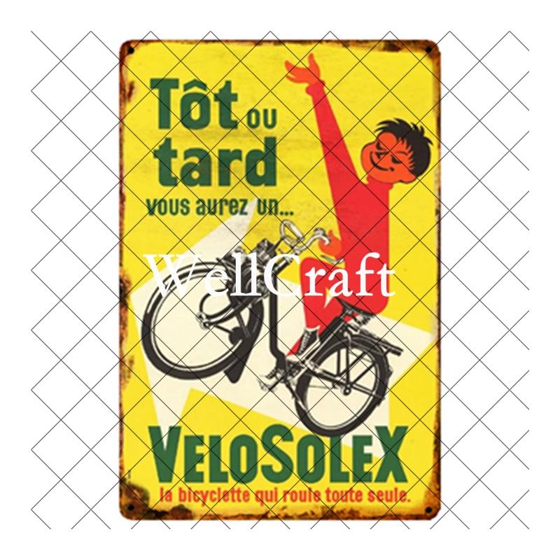 WellCraft Cartelli in Latta per Biciclette Velosolex Targhe Murali Retro per Bici Decorazione Pub WX