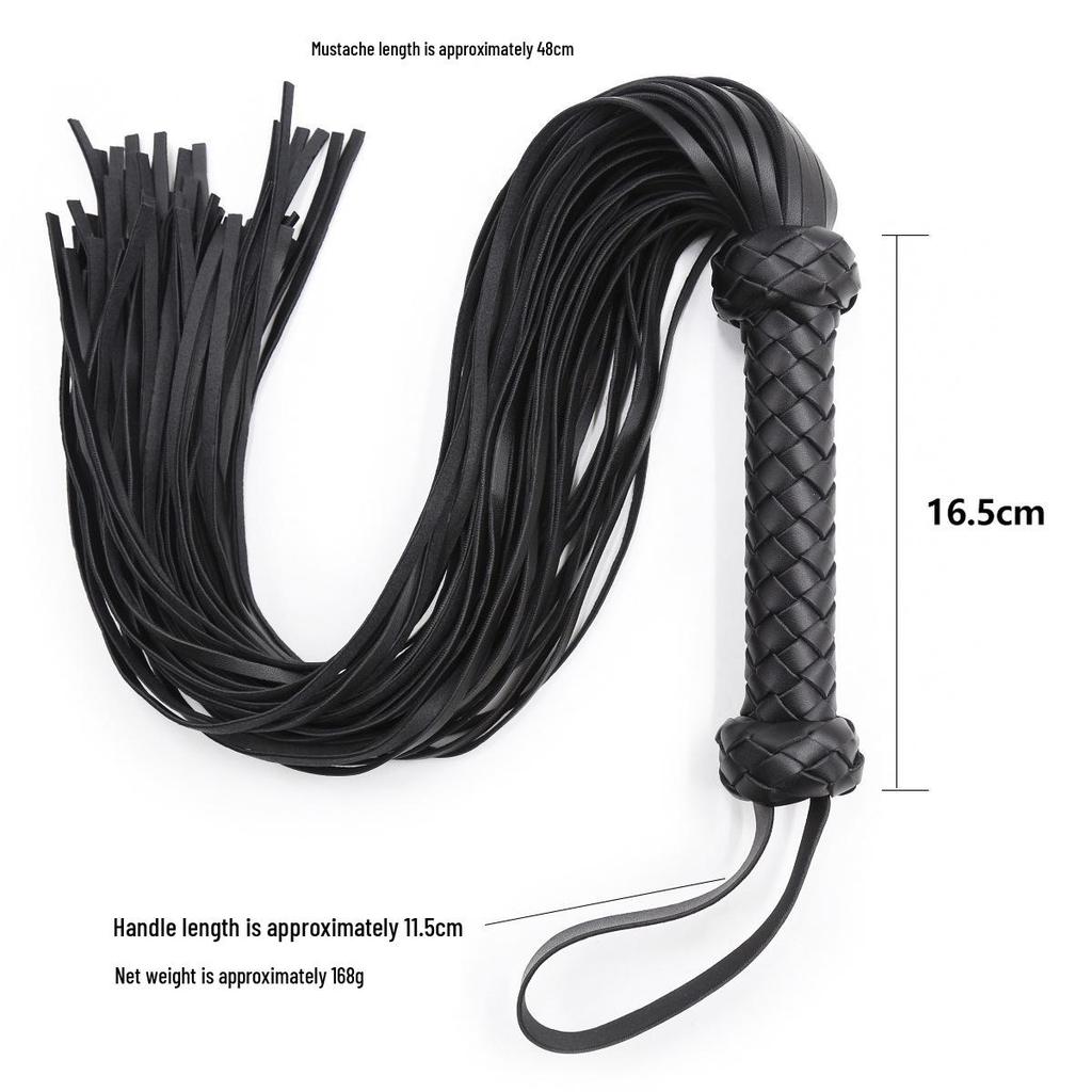 Leather Whip with Woven Handle for Adult Training
