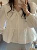 Harajuku Doll Collar White Sweet Shirt Women Loose Cute Lace Up French Tops Female Autumn Fashion Long Sleeves Solid Shirts Lady