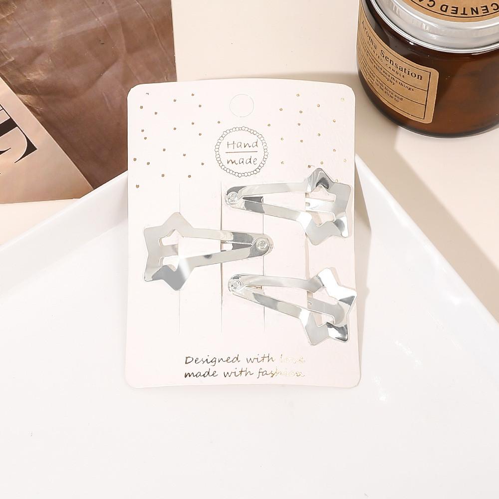 Épingles à cheveux simples givrées pour filles, 3 pièces, pinces à cheveux carrées, ovales, Triangle, pour enfants, épingles à cheveux, cliquez sur clac