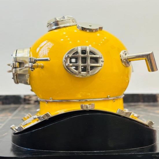 Nautischer Taucherhelm, Gelbe Beschichtung, Tiefseetaucher, Maritimes Marinedekor, Taucherhelm, Bestes Geschenk