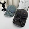 Women'S Korean Style Sweet Bow Tie Denim Baseball Cap Spring/Summer  Duckbill Sun Cap Fashion Accessory