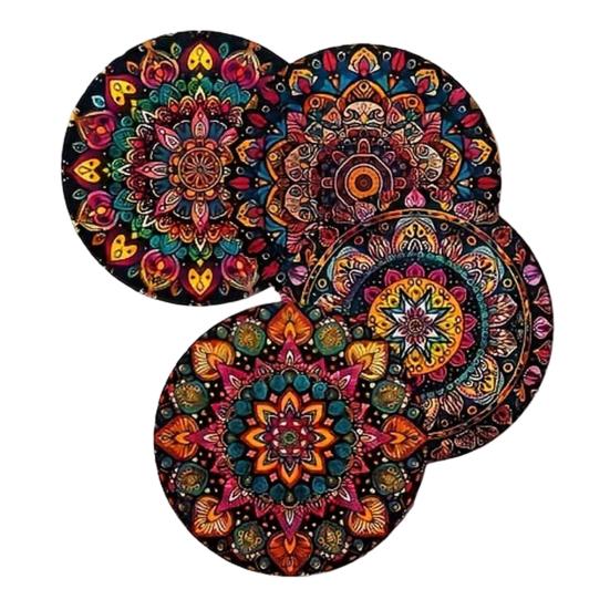 Vintage Blumige Tischsets 4 Stück Nordische Holzuntersetzer, Hitzebeständige Getränkematten, Nicht wellige Kanten Dekoration für Zuhause Rutschschutz Tassen Becher,