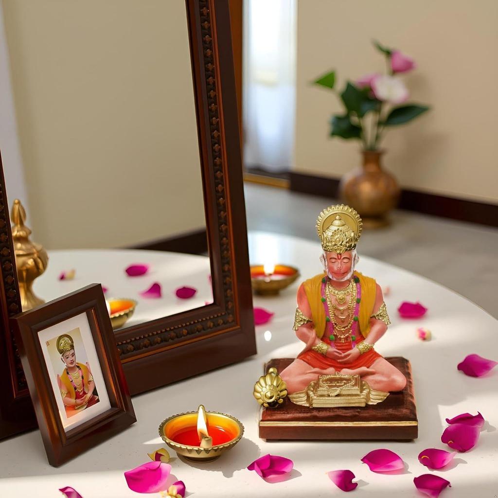 Hanuman Ji Idol Statue für Armaturenbrett - Göttliche Bajrangbali Murti, Perfektes Hindu-Gott-Geschenkartikel und Heim-Puja-Dekoration Ideal