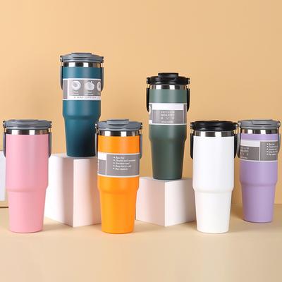 Thermosbecher aus Edelstahl 304, tragbar für den Außenbereich, Autobecher, Handbecher mit Strohhalm, Kälteerhaltungs-Eisbecher