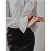 White Elegant Lace Women Shirt See Through Ruffled Fashion Spring Summer Loose Long Sleeve Blouse Female Hollow Out Lapel Fashion Sweet Tops