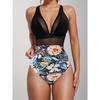 New solid color mesh halter sexy bikini one-piece swimsuit swimsuit