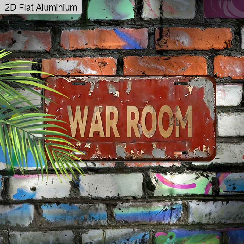 2D Flat, 1pc "WAR ROOM" 12''x6'' Aluminum Sign, Vintage Industrial Style Wall Decor for Home Office, Game Room & Man Cave - Unique Gift for