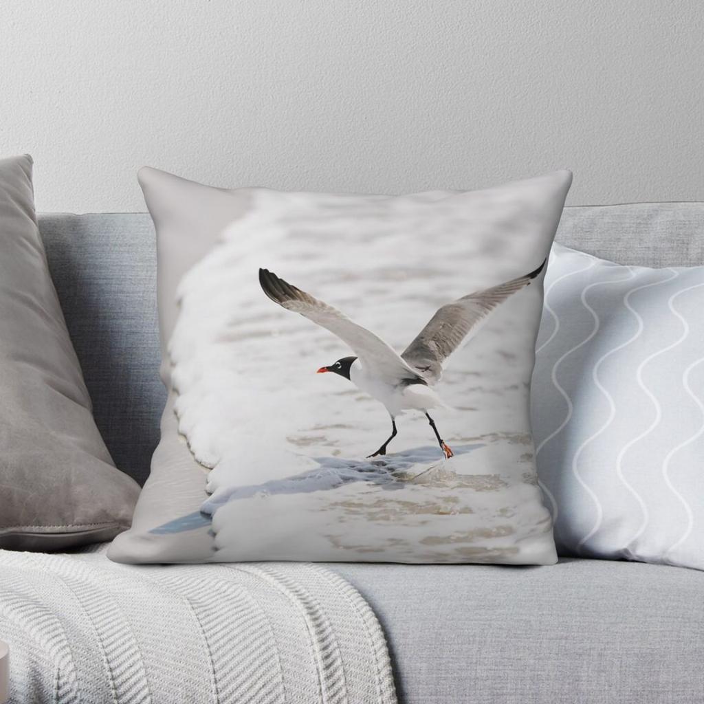 Seagull Taking Flight Pillowcase Polyester Linen Velvet Creative Zip Decorative Pillow Case Home Cushion Cover