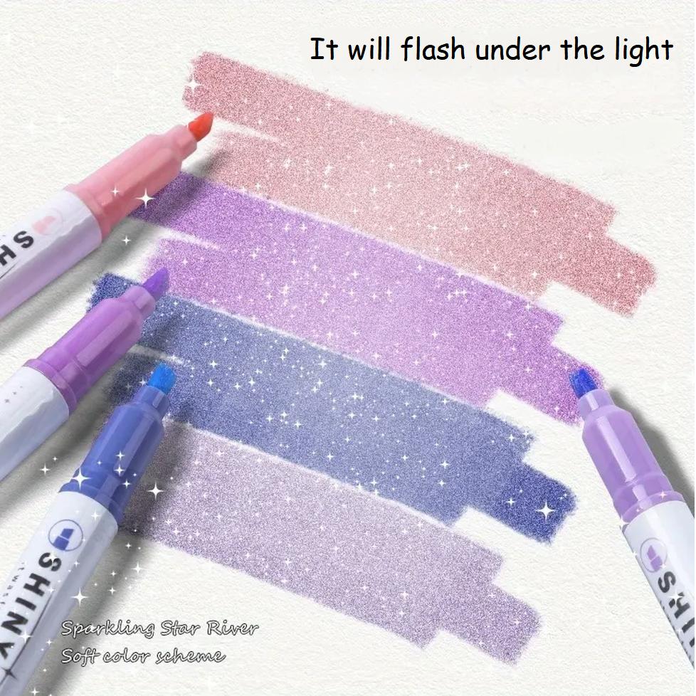 

4 Colors Kawaii Glitter Highlighter Pen Pastel Chisel Pastel Highlighter Marker Scrapbook Painted Stationery School Supplies