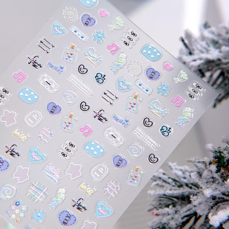 Cyansea Cute Cartoon Girl Nail Art Sun Heart Stickers Cute Nail Art Stickers