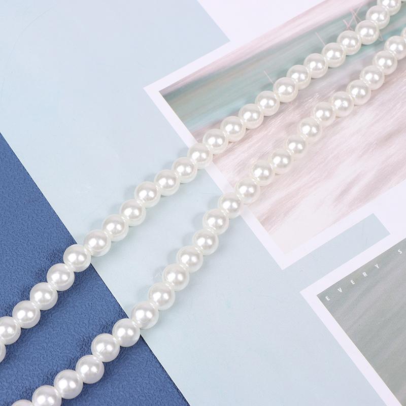 Long Cream Glass Necklace For Women Imitation Pearl Party Jewelry Fashion Accessories Multi-Layer Sweater Beads Chain