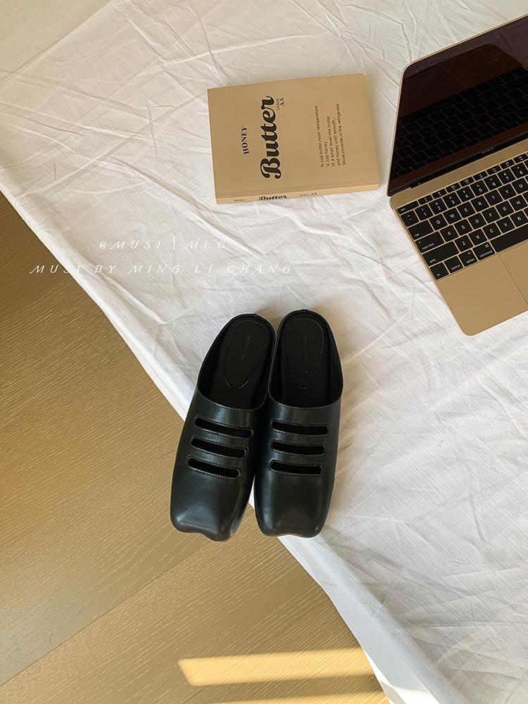 Fashion Summer Mules Slippers Women Shoes Casual Slippers Flat Cover Toe Slides Flat Heel Loafers Comfortable Versatile Footbed Sandals